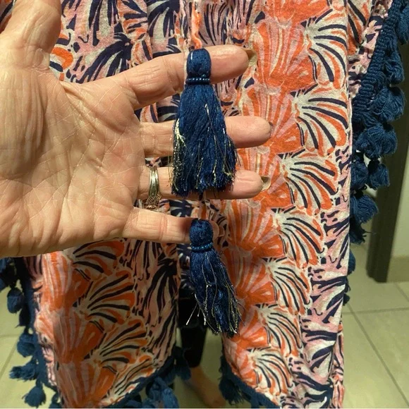 Simply Southern Pink and Navy Poncho/cover up Lg/Xlg - Picture 5 of 9